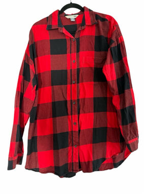 Old Navy Women’s Red & Black Checkered Button Down - Size L